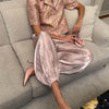 Loose Satin Lantern Pants High Waist Elastic Crepe Loose Bloomers Elegant Long High Waist Trousers Women