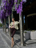 Satin Jacquard Fluffy Fur Cuffs Patchwork Blazer Light Green V Neck Long Sleeve Slim Outerwear Lady Fall Party Daily Jacket