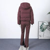 Striped Ski Suit Women's Hooded Full Sleeves Zippers Warm Coats High Waist Pants Winter Winter Lady Tracksuit