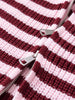 Spring Women's Loose and Lazy Style Sweater Cardigan Flared Lapel Long Sleeve Double Chain Stripe Knit Coat