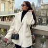 Women's Blazer Faux Fur Coats Outerwears Female Spring Jackets White Fitted Long Sleeve Blazer Office Wear Women 066
