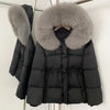Real Fox Fur Down Coat Female Autumn Winter Warm Hooded Real Fur Duck Down Jacket Long Sleeves Outerwear Women Puffer Jacket