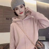 Autumn Winter Korean Button Hooded Knitting Cardigan Women's Sweater Jacket Loose Sweater Coat Ladies Tops