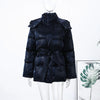 Warm Glossy Hooded Lace-up Cotton Coats Winter Female Casual Zipper Bottons Belted Overcoat Women's Solid Streetwear