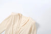 Sexy Burgundy Deep V-neck Mini Dress Women Elegant Full Sleeve Shoulder Pads Pleated Slim Short Dresses Lady Evening Party Gowns