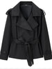 Solid Turn-down Collar Full Sleeve Coat Women Double Breasted Short Blazer Spring Lady Daily Casual Street Outfit