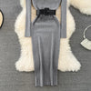 Elegant Turtleneck Long Sleeve Knit Soft Tight Pencil Dress with Belt Slim Warm Sweater Vestido Sexy Women Winter Robe