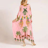 Spring V-neck A-line Dress Animal Pattern Printed Loose Dress Retro Women's Dress