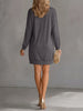 Simple Solid Color Women Sweatshirt Dress Crew Neck Long Sleeve Loose Fit Mini Dresses With Pockets Street Outfit