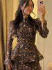 Flying Sleeve Ruffle Striped Slip Long Dress Women Elegant Square Collar Waist Cinching Pleat Party Dresses Chic Ladies Vestido