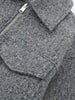 Women With Pockets Grey Front Zipper Jackets Vintage Lapel Neck Long Sleeves Female Chic Lady Outfits