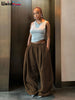Y2K Casual Wide-Leg Pants Women Autumn Loose Simple Basic Pocket High Waist Trousers Corduroy Streetwear Long Bottoms