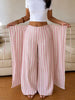 Colorful Striped Wide Leg Trousers Women Bohemian High Waist Multi-color Panelled Slim Straight Pants Lady Beachwear