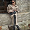 Women V-neck Lapel Belt Trench Coat Lace Up Full Sleeve Button Short Thin Windbreak Lady Daily Street Outerwear