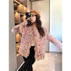 Pink Tassel Fragrant Tweed Suit Coat Female Autumn Winter Thickened Retro Double-Breasted Women Blazers