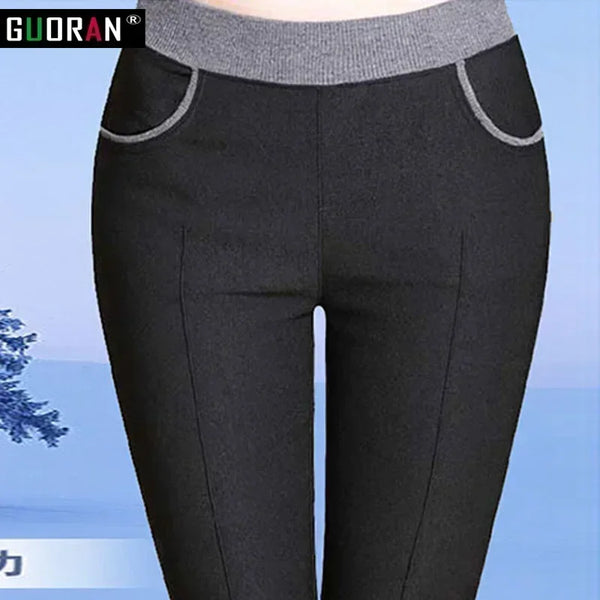 clothe 6XL Winter warm women office work pants High stretch waist cotton ladies pencil pants female High Waist trousers