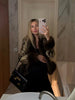 Women Vintage Floral Jacquard Short Jacket Faux‑fur Trim V‑neck Long Sleeve Coat Autumn Winter Lady Daily Outfits