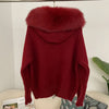 Knitwear Cardigan Women Spring Knitted Jacket Female Autumn Hooded Real Fox Fur Coat Natural Short Fur Coat Casual