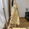 Women's Pleated Dress Elastic Loose Three Quarter Sleeve Stand Collar Dresses With Irregular Pleats2DB8596
