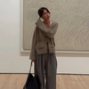 Women's Knitted Cardigan Solid Full Sleeve V Neck Ribbed Autumn Coat Commute Female Knitwear Cardigan Tops