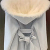 White Turn Coat Women's Autumn Winter Belt Woolen Coat Fur Coat Fragrant Wind High end Lightweight Short Fur Neck