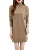 Turtleneck Sweater Women's Pullovers 100% Merino Wool Long Sweater Dress Fall Winter Warm Long Sleeve Knit Jumper Female Dresses