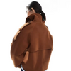 Elegant Women's Short Woolen Coats Stand Collar Double Breasted Long Sleeve Female Jacket Autumn Winter Lady Warm Outwear