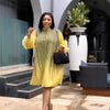 Plus Size Women Pleated Dress Hand Shaken Flower Beaded Temperament Elegant African Prom Big Stretch Clothing