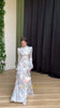 Dubai's spring slim-fit long-sleeved dress for ladies with tie belts, printed patterns and made of satin fabric. S-xxl
