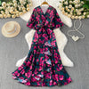 Sexy chic puff sleeve slim Criss-Cross A-line dress Chic Vintage Women Casual women clothing