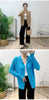 Blue Pleated Coat For Women Turn-down Collar Long Sleeve Lightweight Cardigan Jackets Chic Female Clothes 2DB3445