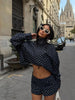 Polka Dot Shorts Sets For Women Outfits Long Sleeve Zipper Turtleneck Jacket Coat Spring Woman Elegant 2 Piece Set