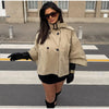 Women's Trench Cape Coat Vintage Double Breasted Short Trench Style Poncho Female Spring Woman Street Outerwear
