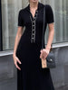 Women's High Waist Knitted Rib Slim Maxi Dress Casual Loose Elegant Temperament Long Dress for Autumn Femme Solid Color Dress