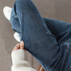 Women's Winter Fleece Warm Jeans Retro Elastic Thickened Comfortable Straight Korean Casual Female Velvet Denim Pants