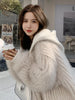 Spring Winter Hairy Shaggy Soft Thick Warm Faux Fur Coat Women with Hood Fluffy Jacket Fake 2 Piece Clothes