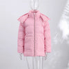 Autumn Winter Print Women's Cotton Jacket Loose Hooded Thicken Zipper Pockets Jackets Female Warm Full Sleeve Outwear