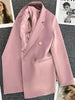 Women Suit Blazer Elegant Coat Spring Autumn Korean Blazer Double Breasted Jacket Solid Ladies Tops Clothes