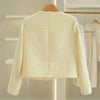 Women's Jacket Tweed Round Neck Single-breasted Cardigan Coat Young Slim Loose Style Small Fragrance Short Coat