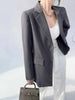 Tide Designer Back Button Blazer For Women Gray Notched Long Sleeve Female Coat Spring Clothing