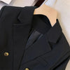 Autumn Winter Office Elegant Temperament Metal Buttons Coat Ladies Vintage Double-breasted Black Outerwear Women