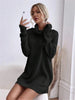 Women's Autumn Winter Knit Dress Solid Color Loose Turtleneck Comfortable Sweater Style Gown