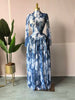 Women Paisley Printed Big Swing Ruffles A-line Mesh Maxi Dress Parties Vacation Education Long Dresses Vestidos