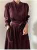 Spring Autumn Single Breasted Women's Shirt Dresses Sashes Stand Collar Korean Casual Straight Dress Female