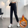 Winter Female High Waist Grunge Thicken Jeans Girls Y2k Clothes Thermal Harem Pants Women Streetwear Black Blue Trousers