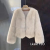 Autumn Winter V-Neck Korean Version Female Short Fur Coat Solid Color Beautiful Be All-match Ladies Outerwear