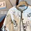 Vintage Floral Printed Cotton Coat Women's Clothing Warm Autumn Winter Cotton-padded Jacket Light Thin Tops Long Sleeve