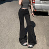 Low Waist Boot Cut Jeans For Women Stretch Denim Flared Pants Black Casual Female Bell Bottom Trousers