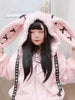 Autumn Oversized Sweet Cute Soft Purple Black Faux Fur Coat Women with Bunny Ears Kawaii Loose Fluffy Jacket Hoodie