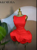 Women Round Collar Tierred Ruffles Smock Mini A-line Dress Elegant Evening Birthday Party Dresses Vestidos